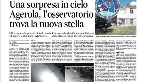 Le scoperte delle stelle Novae pubblicate sulla stampa